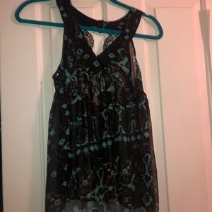 See through, lace back tank top